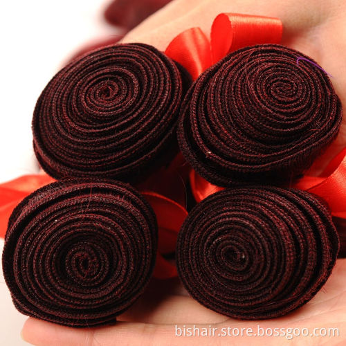 BIS Hot Red Body Wave Bundles With Closure Brazilian Colored 99J 3 Bundles With 4*4 Lace Closure Remy Human Hair Weaves